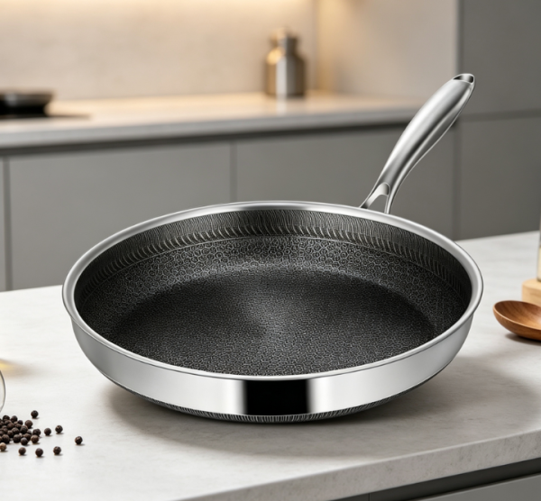Hybrid Stainless Steel Frying Pan, Stay Cool Handle, Compatible With All Stovetops